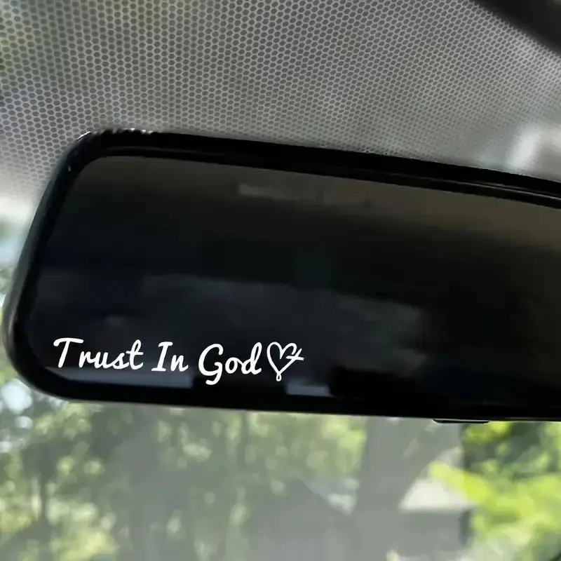 Trust in God Letter Pattern Car Sticker, Car Rearview Mirror Sticker, Car Exterior Decoration Accessories for Car Window, Bumper and Rearview Mirror