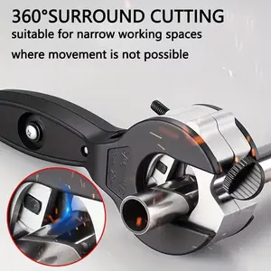 Ratcheting Tubing Cutter 5/16" to 1-1/8" - One-Hand Fast Cut 2-in-1 Compact Tool for Stainless Steel, Copper, Aluminum, PVC & Plastic Hoses