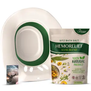 [FIVONA] 2-in-1 Sitz Bath Soak Kit Over The Toilet Seat with Epsom Salt Blend with Essential Oils for Hemorrhoids and Postpartum Care Ideal for Perineal Soaking and Fast Irritation Relief