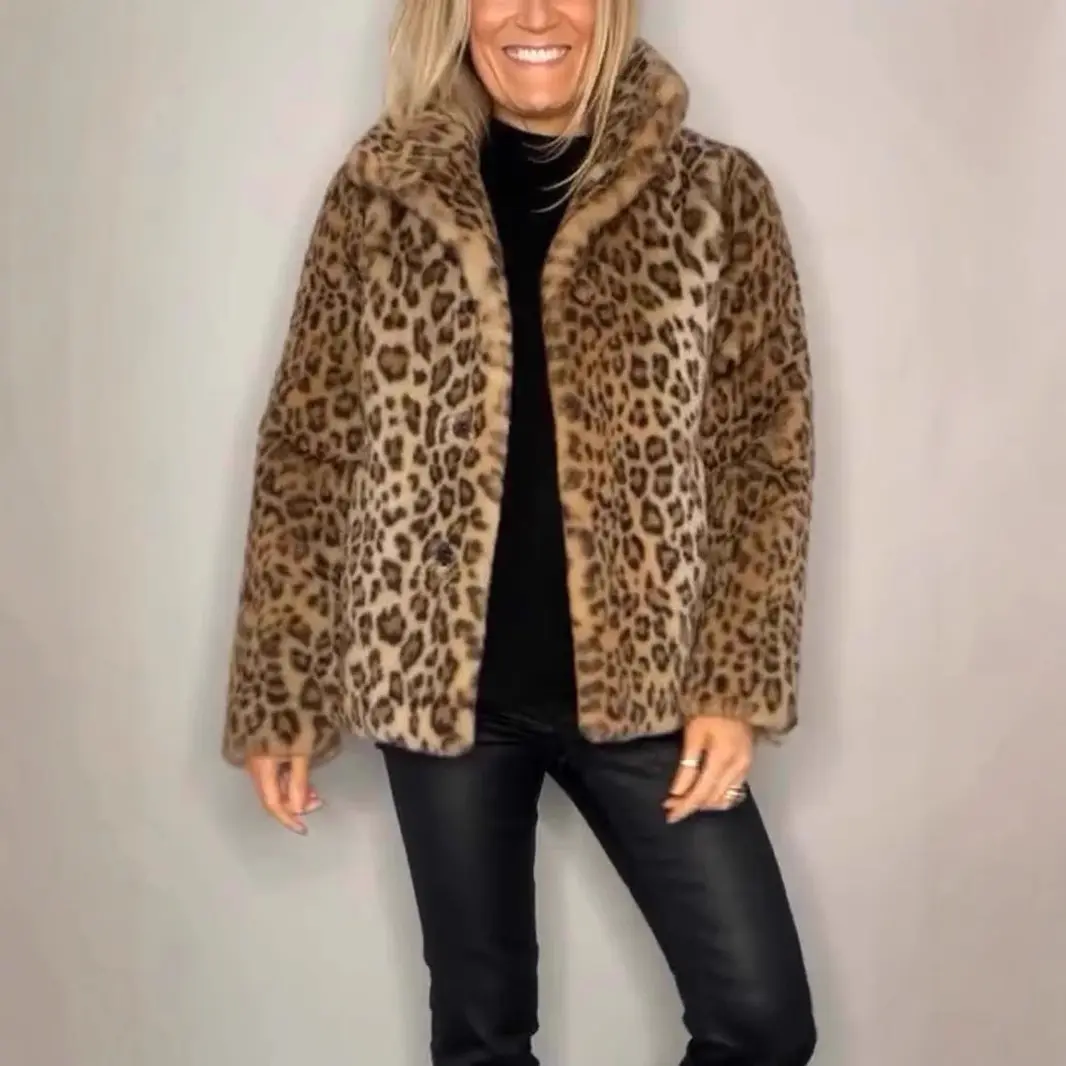 Womens Long Faux Fur Coats Lapel Faux fur Jacket Fluffy Coats Fuzzy Winter Jacket with Pockets