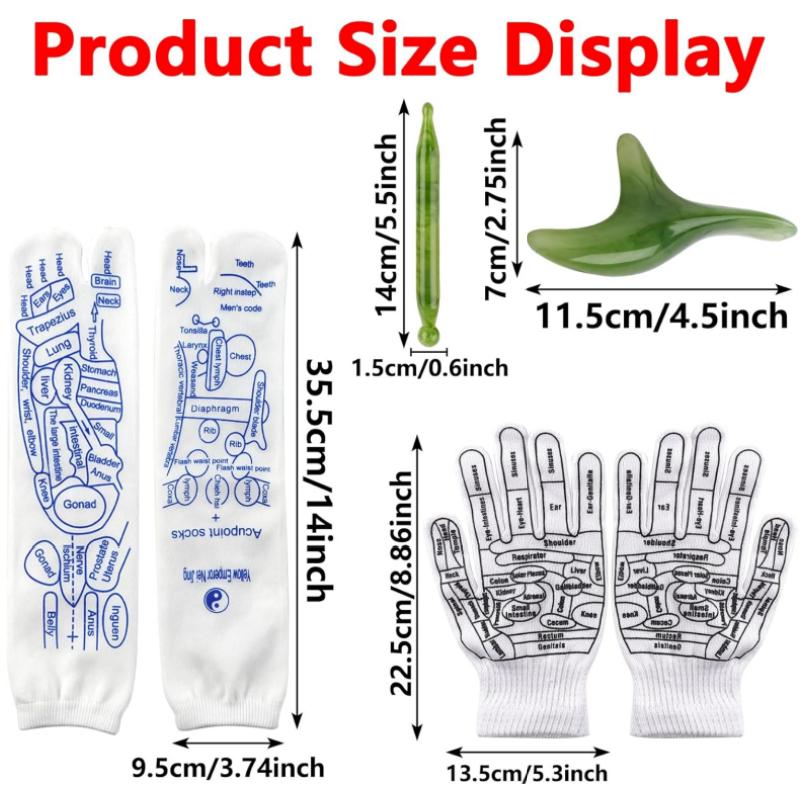 Reflexology Socks with Tools and Gloves Set, Unisex Pressure Point Socks with Reflexology Tools, Acupuncture Socks Kit for Foot Massage, Foot Massage Sock Guide Comfort Body Care