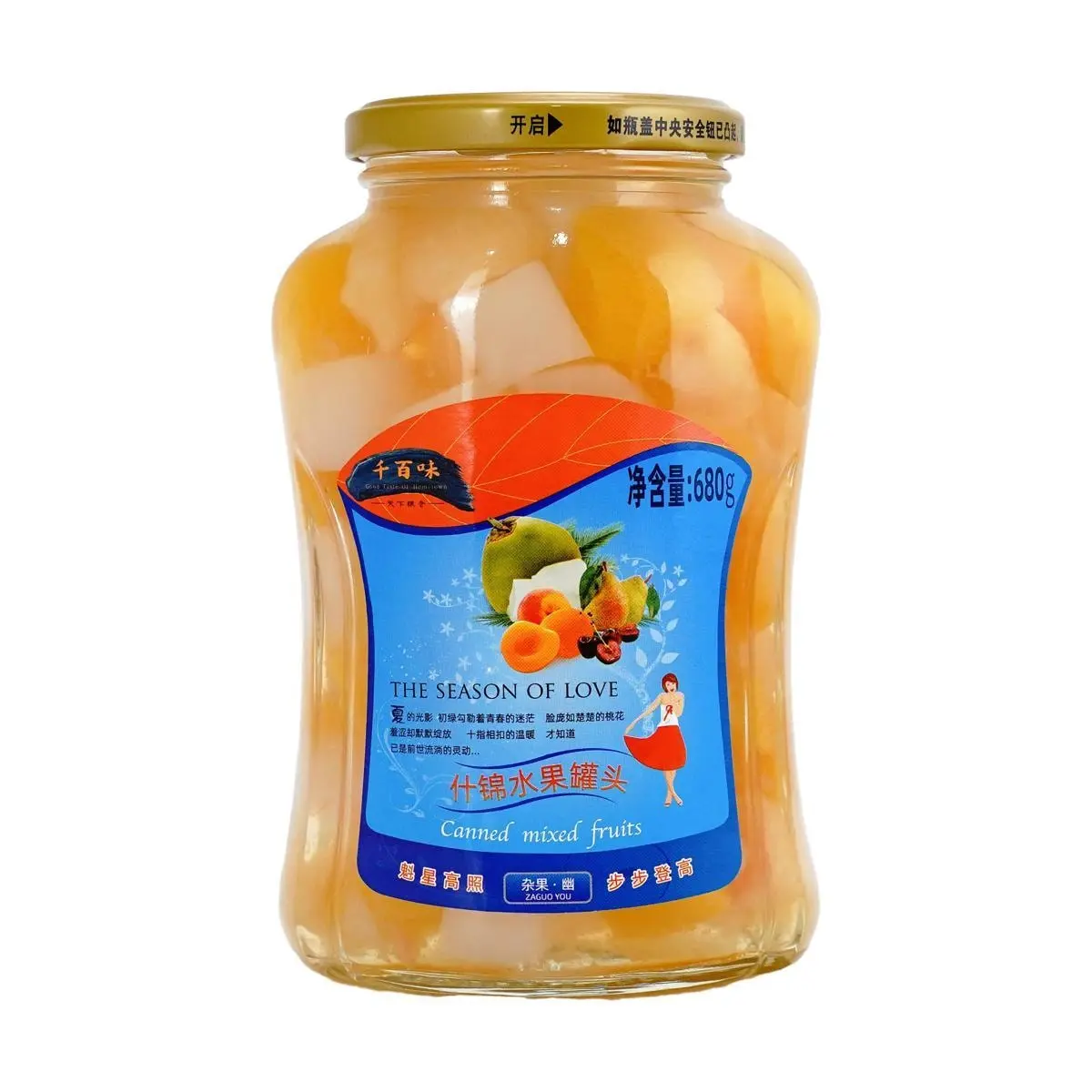 QIANBAIWEI Mixed Fruit Cocktail in Syrup, 680g - Sweet Canned Fruit for Desserts & Snacks