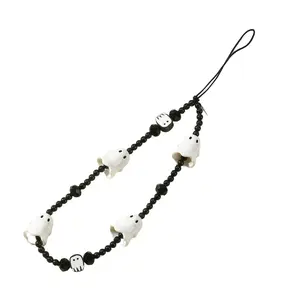 Halloween Ghost Beaded Phone Chain, Cute Mobile Lanyard for Women & Girls, Fashionable Phone Accessory, Cute Design Smartphone Acc, Unique Gift Idea, Phone Charms, Phone Decoration, Cell Phone Charm