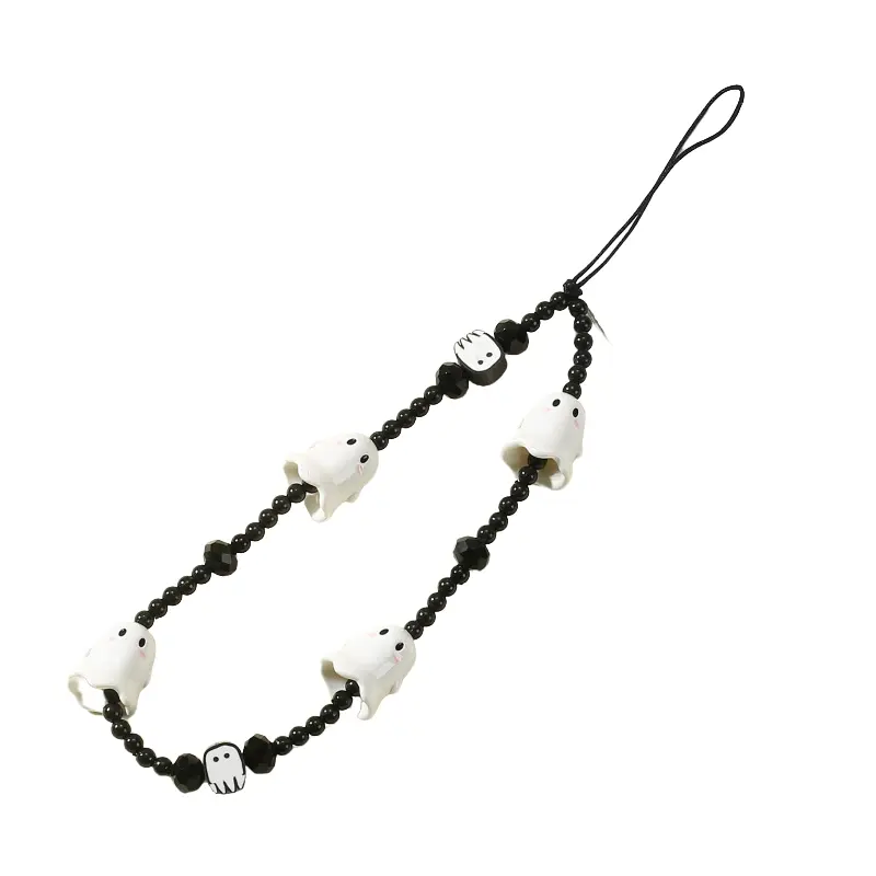 Halloween Ghost Beaded Phone Chain, Cute Mobile Lanyard, Phone Strap, Phone Leash for Women & Girls, Fashionable Phone Accessory, Cute Design Smartphone Acc, Unique Gift Idea, Phone Charms, Phone Decoration, Cell Phone Charm, Cell Phone Accessories