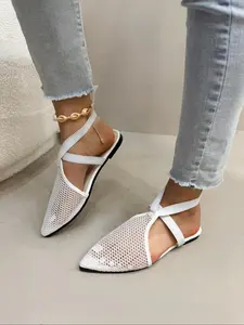 Women's Fashionable Breathable Mesh Slide Sandals, Elegant Pointed Toe Flat Sandals for Summer, Lightweight Breathable Comfortable Shoes for Daily Wear