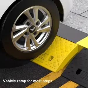 Heavy-duty portable car ramp with 9cm/13cm height, featuring two front door sill ramps. Suitable for lawnmowers, cars, wheelchairs and pets, motorcycles, and moving vehicles. Includes bolt holes for secure mounting. Durable and sturdy.