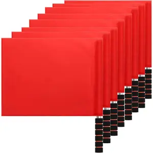 8 PCS Referee Flag, Volleyball Line Judge Flags, Red Command Hand Signal Flag with Stainless Steel Sponge Handle for Linesman, Track and Field, Sports Events, Soccer, Football, 15.5" x 11.8"