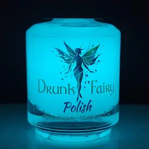 Blue Moon Glow In The Dark Nail Polish by Drunk Fairy Polish | Ultra Bright Glow in the Dark Aqua Clear Topcoat