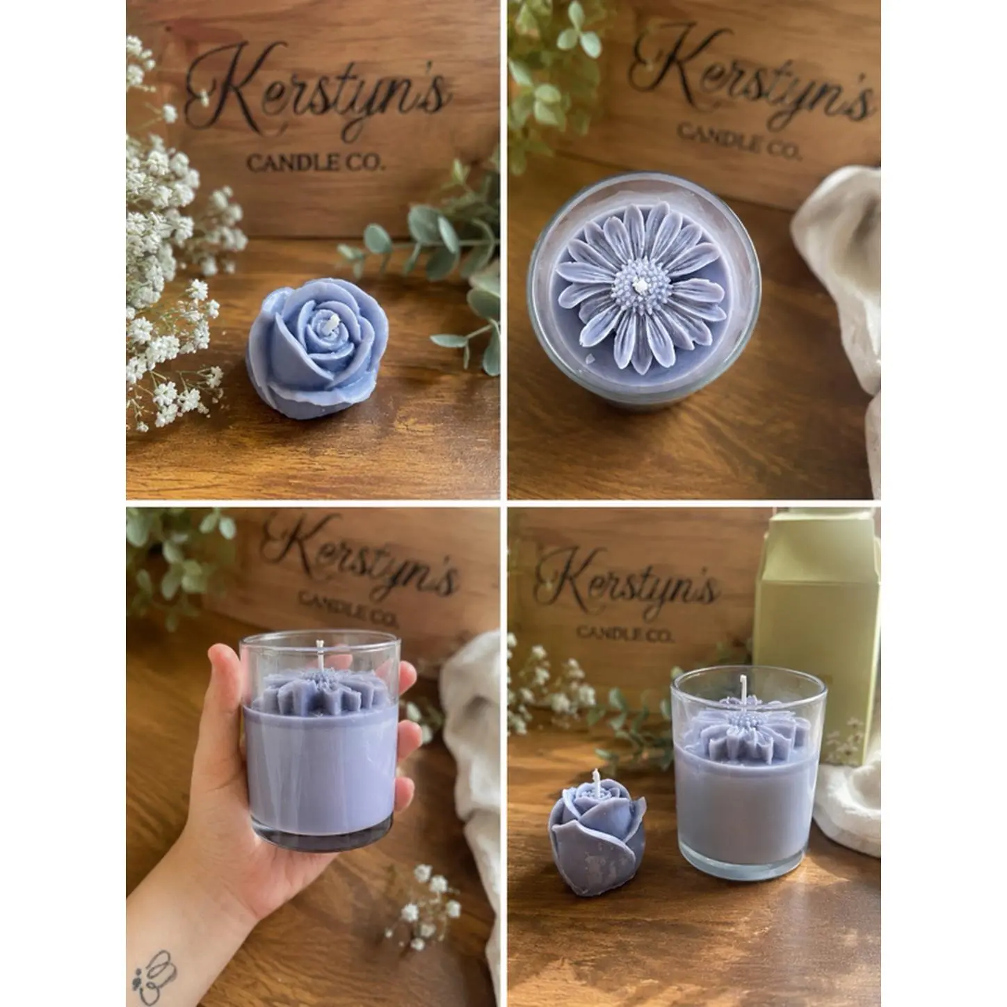 Kerstyn's Candle Co. Handmade purple Lavender Scented Medium Candle for Relaxation and Aromatherapy