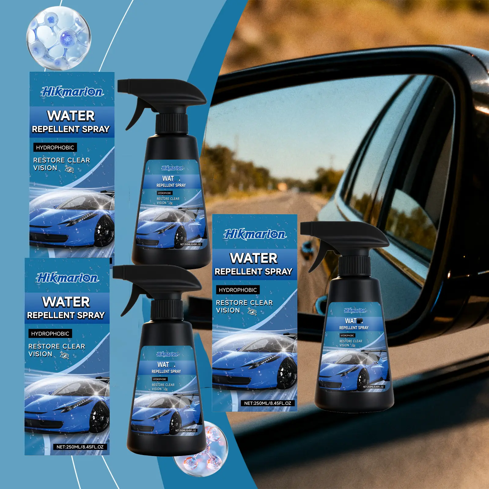 3 pcs Waterproof Spray for Multiple Surfaces — Body Care, Car Cleaning, and Clear Visibility Through Windows