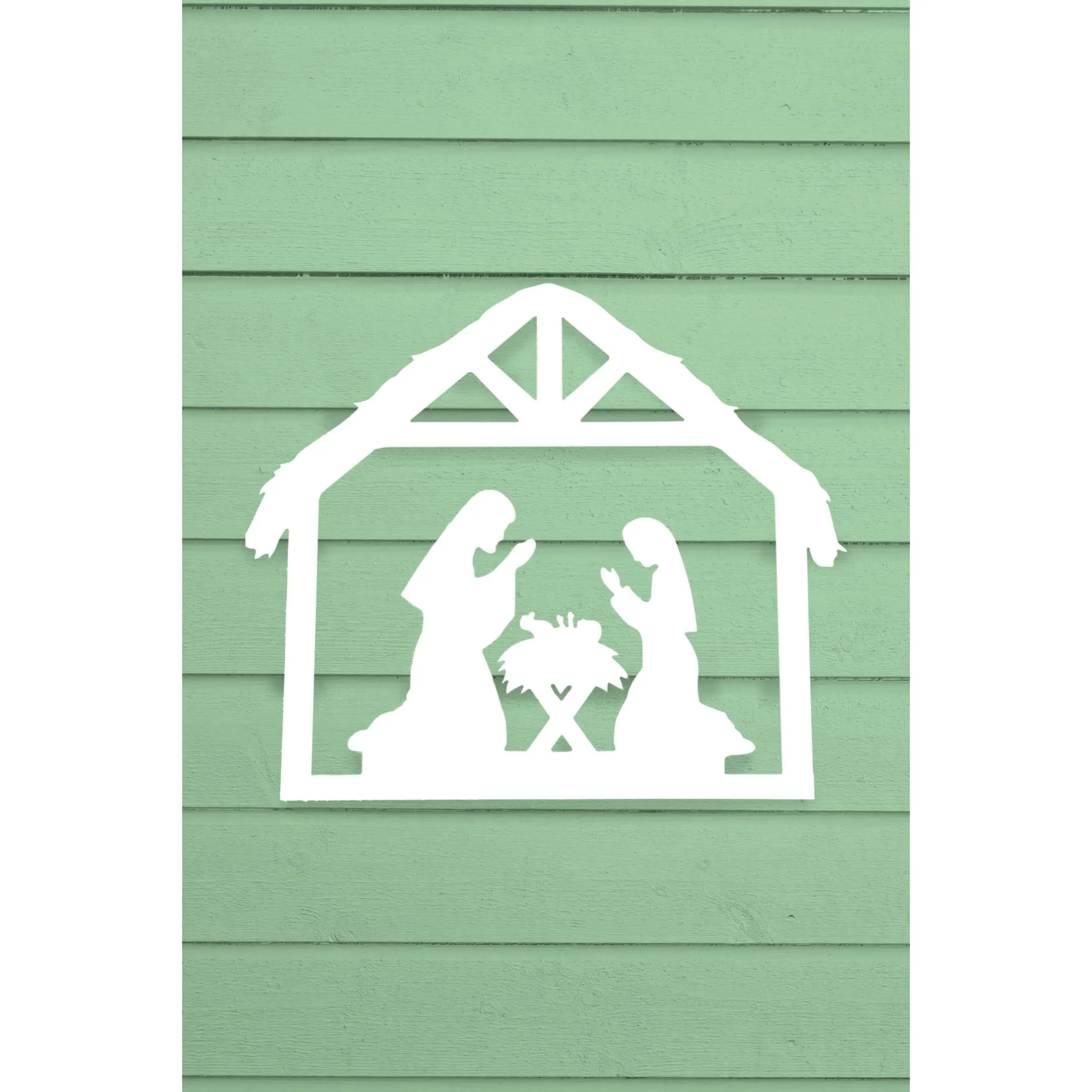 Outdoor Nativity Scene, Mary, Joseph, and Baby Jesus in Manger, PVC, No Assembly, Holy Family Made in USA