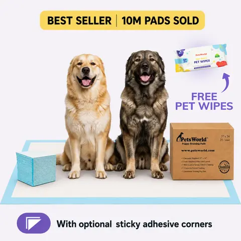 PetsWorld 3XL Dog Training & Potty Pads, 37x54 inch - Tear Resistant with Strong Leak-Proof Backing, Optional Adhesive Tape