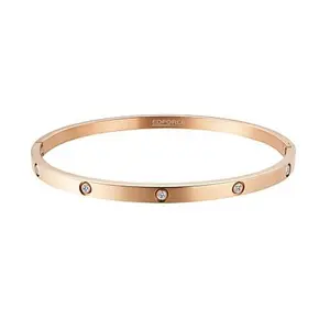 Stately Steel Stainless Steel CZ Bangle Bracelet