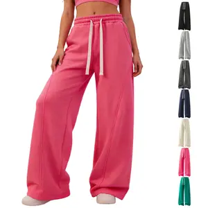 Women's Casual Wide Leg Sweat Pants, Casual Comfy Loose Fitting Trousers, High Waist Minimalist Fashion Sweatpants Womenswear, Basic Style Straight Leg Jogger Pants Streetwear