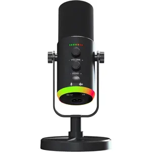 XLR/USB Dynamic RGB Microphone, PC Microphone with Noise Reduction, Volume Control, Mute Function, Metal Build, Easy-Mount Base for Gaming, Recording, Streaming