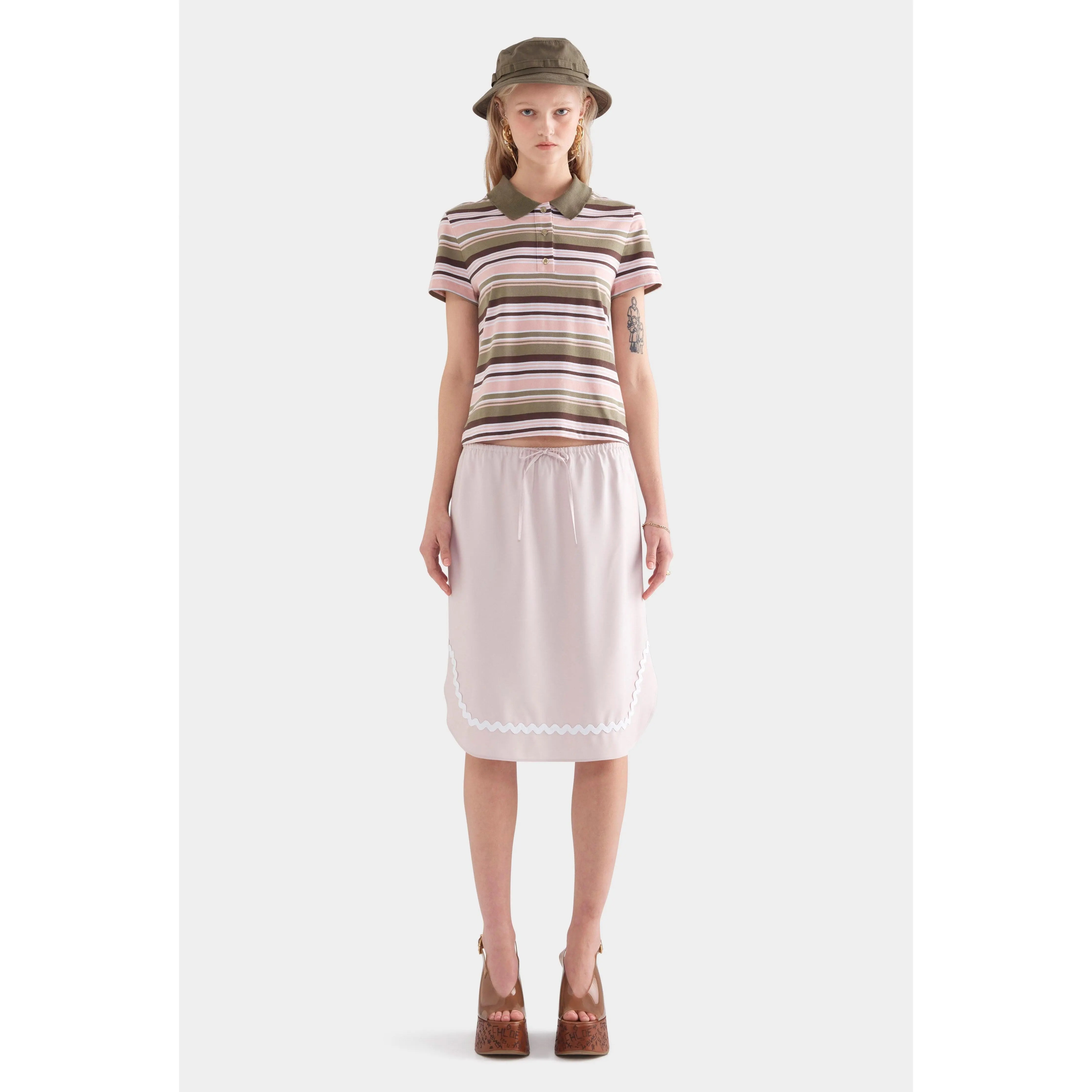 Drawstring Silk Skirt - Lilac