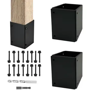 2Pack Adjustable Post Base Protectors (Range 3.3-6 in) Protect Wood Column for Decks Wood Fences Porches Mailbox from Lawnmower and Rain Damage