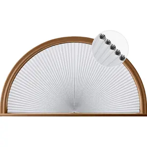 Grandekor No Drill Arch Window Shades Blackout 48" Wx24 H Honeycomb Blinds for Half Circle Windows Room Darkening Kitchen Nursery Living Room Bedroom White