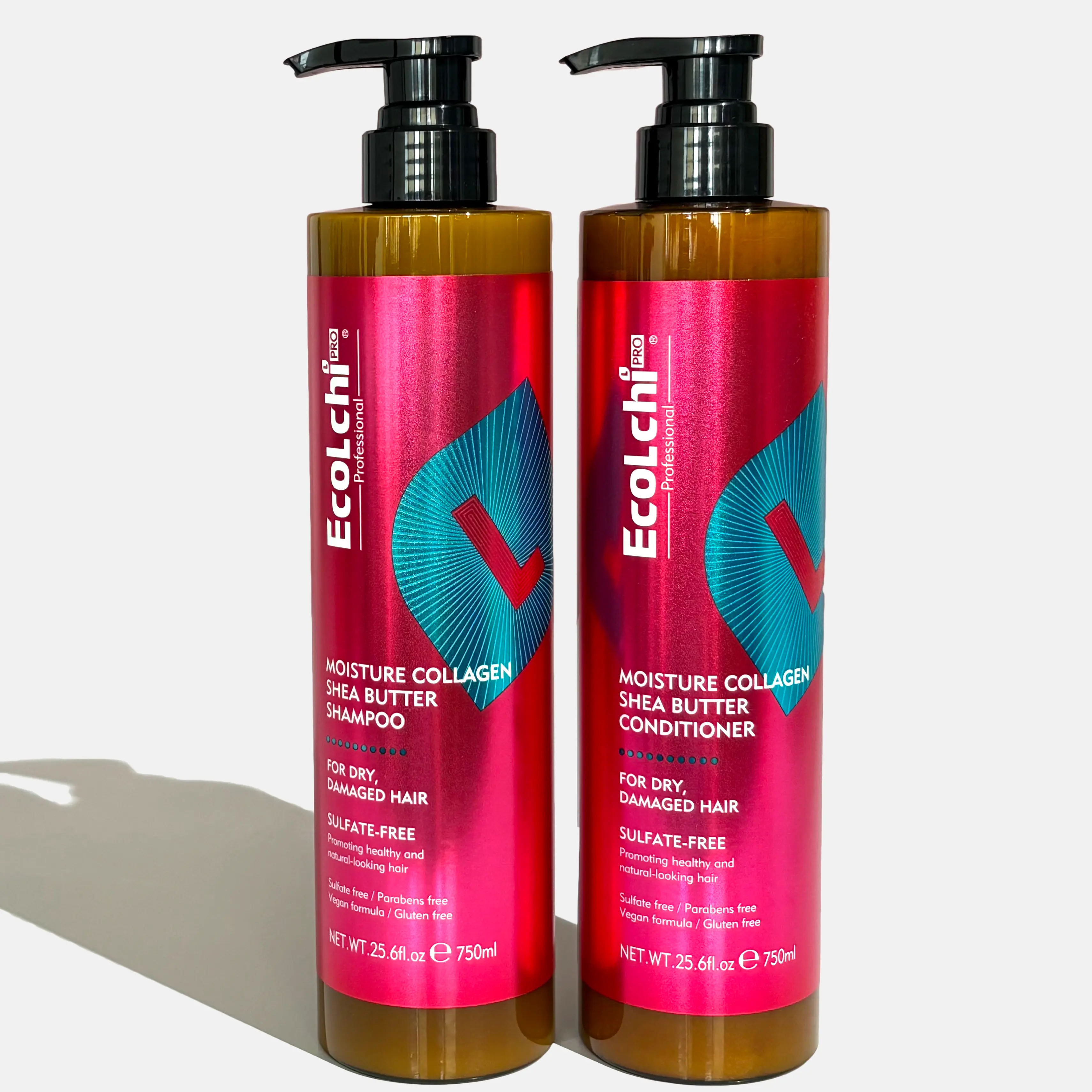 ECOLCHIPRO Collagen Shampoo and Conditioner Set, Deep Repair and Intense Moisture for Dry, Damaged and Color-Treated Hair, Daily Hydrating Haircare, 2 x 25.6 oz / 750ml Moisturizing Hydrate