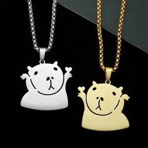 Personalized Capybara Stainless Steel Necklaces Couple Pendants Valentine's Day Gifts Funny and Cute Titanium Steel Necklaces