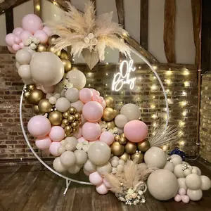 132pcs White Sand Pink Balloons Garland Kit, Baby Shower Balloon Arch, Kids Girl Birthday Party Decoration, Rustic Wedding Christening Backdrop, Balloon Decorations Kit
