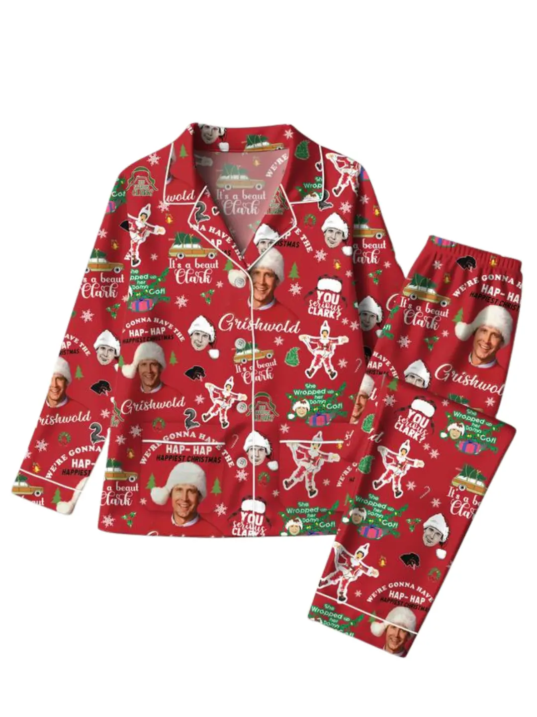 Griswold Thick Pajamas Satin Set, Clark Griswold Santa Pajamas Set, Griswold Holiday Pajamas, Christmas Tree Farm Pjs, Matching Family Pajamas