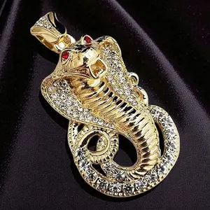 MaxBling81 Men's Large Cobra Animal Shape Pendant Gold / Silver Plated Polished Finish Iced Bling Cubic Zirconia Hip Hop Fashionable Accessories Casual Daily Wear Costume Jewelry