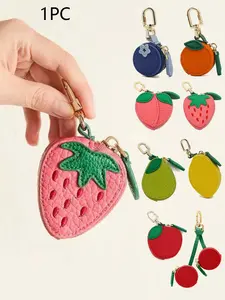 Creative three-dimensional fruit shape coin purse, mini cute exquisite storage bag, bag key chain accessories, niche design cute for daily bag accessories, personality versatile metal buckle key pendant, Trendy Cute Keychain