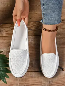 Women's Floral Embroidery Slip on Flats, Casual Fashion Shoes, Casual Comfortable Breathable Flat Shoes, Lightweight Non-slip Shoes for Daily Wear