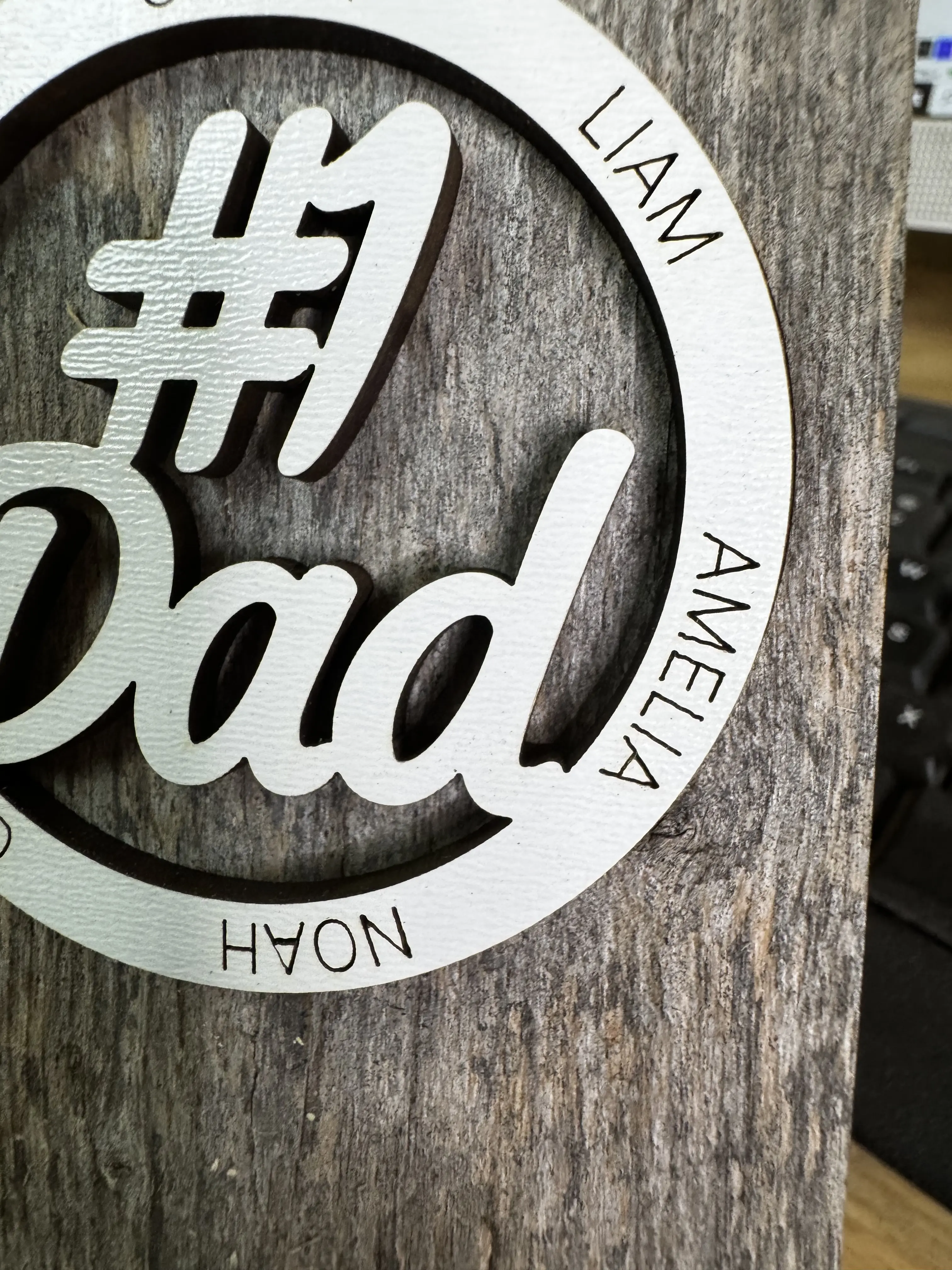 Custom Cell Phone Stand for Dad for Father's day, customized with kids names