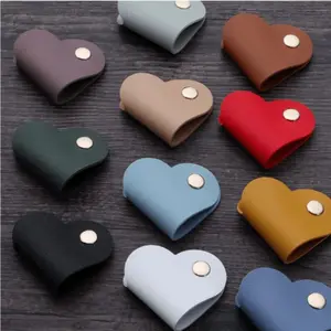 Love Heart Cable Organizer and Leather Earphone Storage Strap, Stylish Data Line Power Cable Winder, Perfect for Organizing Cables