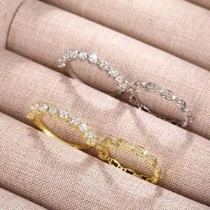 Zircon Ring Two-Piece Set Golden & Silver Rings with Premium Zircon Embellishments in Multiple Sizes for Daily Wear or Mother's Day Gift