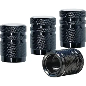 Valve Stem Caps, Double-Layer Design Tire Caps Corrosion Resistant,Tire Valve Caps 4 Pack Covers for Car, Motorbike, Trucks, Bike, Bicycle, Black