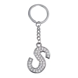 Rhinestone Initial Letter Keychain Alphabet Pendant with Key Ring for Women Handbags Backpack