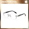 ZENOTTIC Rimless HD Blue Light Blocking Glasses - Diamond-Cut Edge Detail, Lightweight Metal Frame, Modern Rectangular Clear Lenses for Computer & Daily Wear - Unisex summerwins
