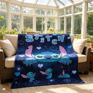 Stitch Full Print Blanket, Modern Flannel Throw, Multi-Purpose Sofa Bed Cover, Holiday Gift, Wall Hanging, Outdoor Travel Blanket