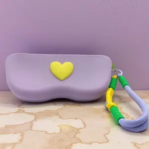 Love Silicone Glasses Storage Bag, Hand Woven Rope for Wearing, Fresh Color Sunglasses Bag
