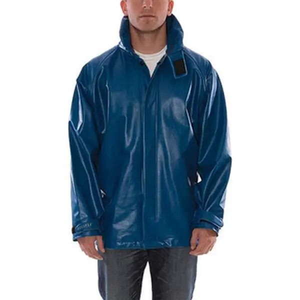 Tingley 3XL Blue Long Sleeve Arc Flash Coat - Jacket, 56-58" Chest, 0.38mm PVC/Nomex, 14 Cal/Cm² Arc Rating, Snap Closure, Therm-O-Rad Sealed Seams, Hook & Loop Wrists (J44241.3X), Longsleeves