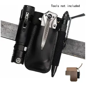 Men's Tactical Edc Leather Pouch with Belt Clip, Multitool Sheath, Utility Tool Holder, Durable and Functional Design