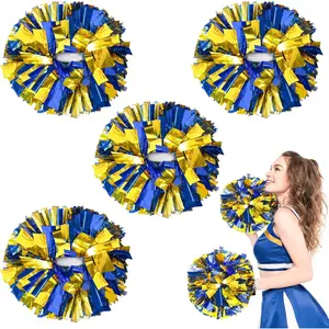 4Pcs Upgraded 12inch Metallic Cheerleading Pom Poms, HOLENGS Cheerleader Pompoms Cheer Poms for Kids Adults, Cheering Squad Pompoms for School Sports Games Dance Party