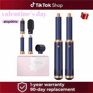 ATOPSKINS 5 in 1 Detachable Blow Dryer Brush Set Negative Ionic Hot Air Brush Hair Styling Tool Round Hot Air Straightener Brush Volumizer Air Curler Wand for Women Salon Home White Multifunctional  TikTokShopBlackFriday
