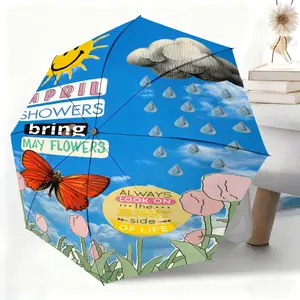 April rains bring May flowers. This waterproof folding umbrella features butterfly and floral patterns and is suitable for both men and women. Portable and perfect for travel and everyday use.