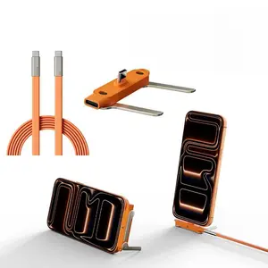 240W SuperCharge 360° Rotating Invisible Stand Detachable 2-in-1 Charging Cable, Zinc Alloy Silicone Type-C Cable, Compatible with Apple and Samsung, Essential for Gaming, Office and Car Use | Single Head, Set.