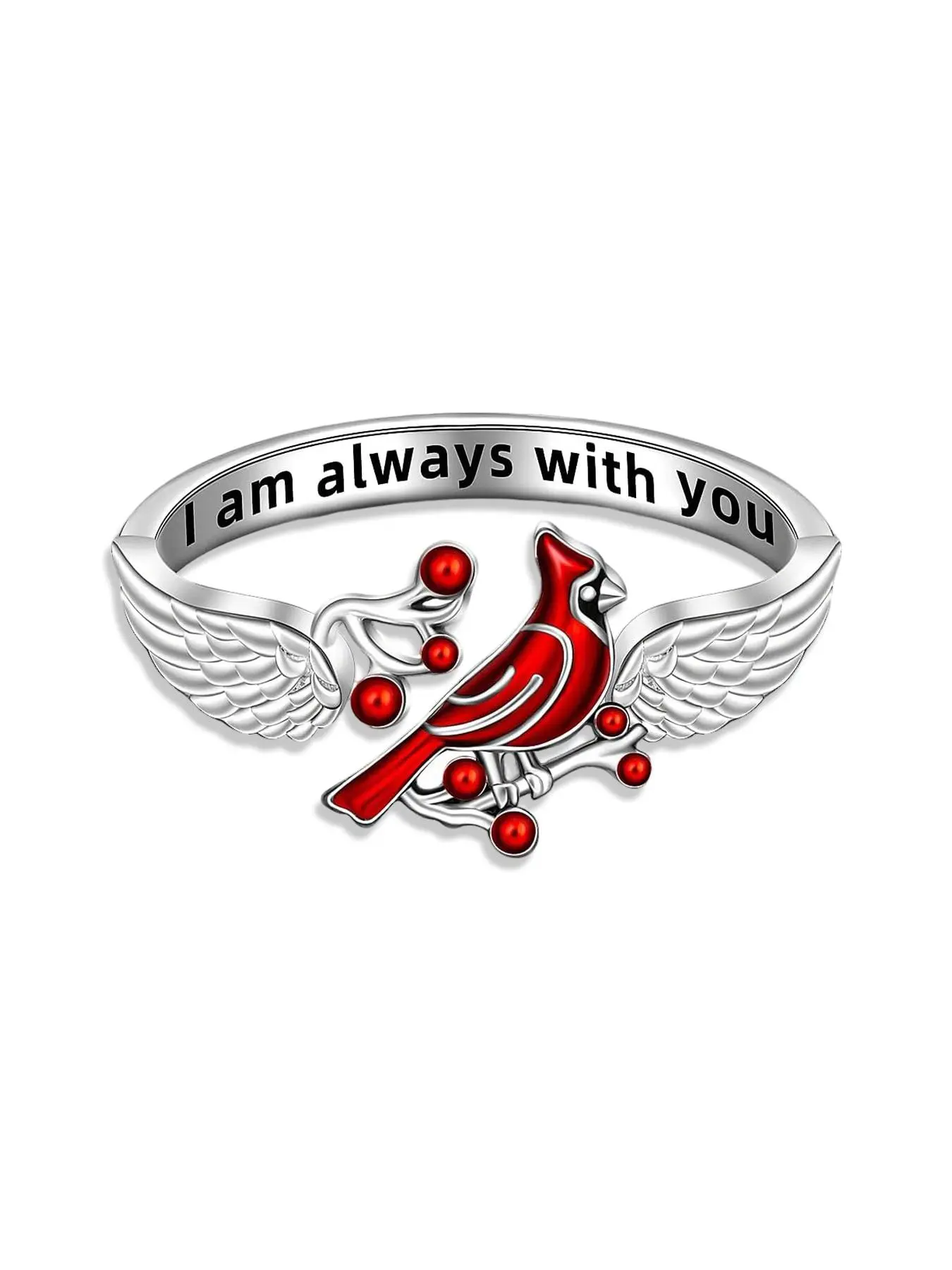 1 piece of s925 sterling silver Cardinal Angel Wing Ring, ladies' jewelry adjustable feather ring Unique Rings beautiful rings Wedding Promise Rings suitable for Valentine's Day and Christmas gifts for girlfriends