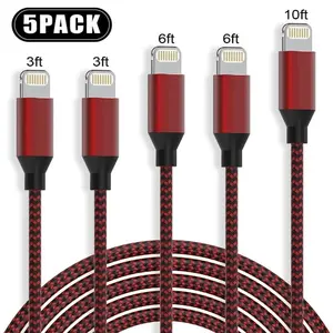 NEW FAST SHIPPING 5 pack of iPhone chargers heavy duty lightning cord
