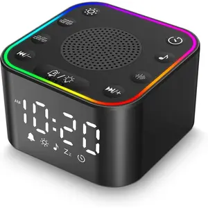 F-ADE02  White Noise Sound Machine, Alarm Clock with Sound Machine for Sleeping, White Noise Machine with Digital Clock for Bedrooms, RGB Night Light, 30 Soothing Sounds for Baby Kids Adults