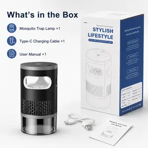 2-in-1 Type-C Rechargeable Mosquito Killer, Portable Indoor Outdoor Bug Catcher with Blue Light & Suction Fan, Quiet Gnat Fruit Fly Trap, Kid & Pet Safe