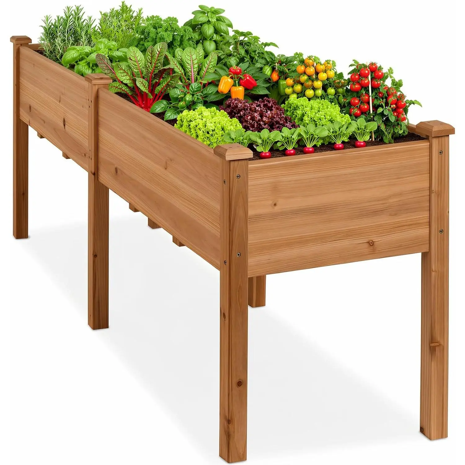Raised Garden Bed with Legs, Wooden Elevated Planter Box for Patio, Balcony, Backyard – Available in 34/48/72 Inch Sizes for Herbs, Flowers & Vegetables