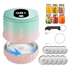 Electric Mason Vacuum Sealing Machine Kit, Wide Mouth & Regular Mason Jar, 4 Covers, Abs Material, USB Charging, Food Storage