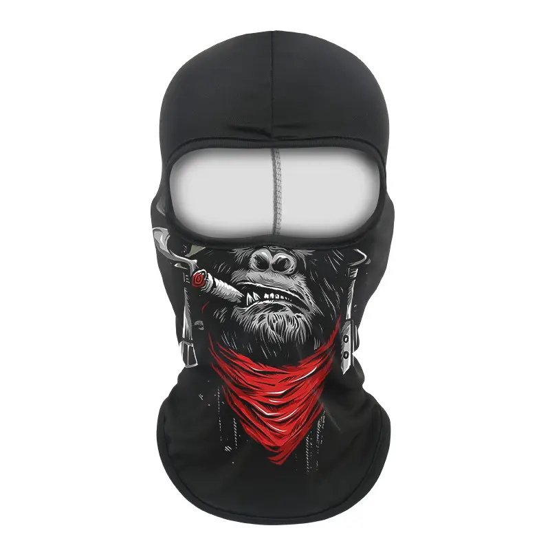 3D Printed Balaclava Ski Mask - Skull/Gorilla/Realistic Human Full Face Cover, UPF50+ UV Protection, Windproof Breathable Neck Gaiter Hood for Men, Ski & Motorcycle Use, Halloween Cosplay Accessory, Party, Polyester, One Size